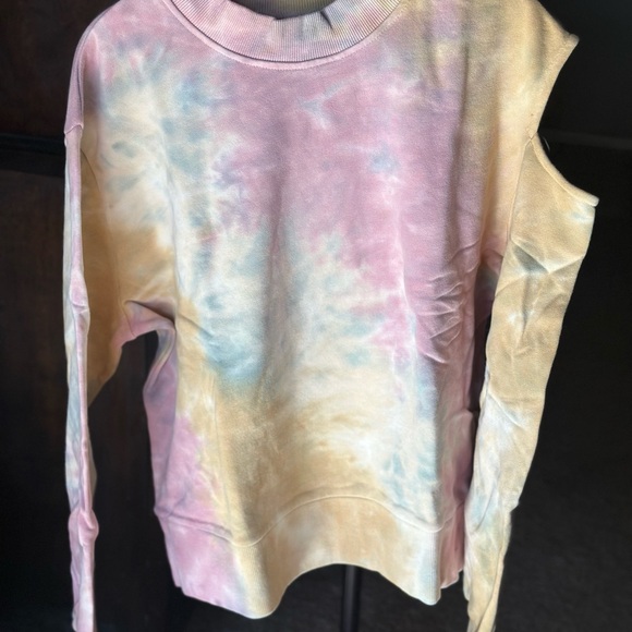 525 America Pastel Tie-Dye Shoulder Cutout Sweatshirt - Picture 2 of 3